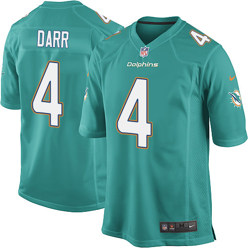 Men's Game Matt Darr Nike Jersey Aqua Green Home - #4 NFL Miami Dolphins